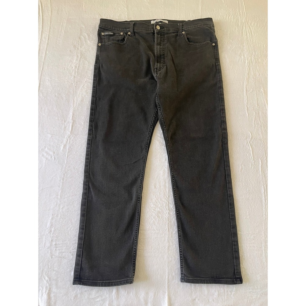Calvin Klein Jeans‎ Mens 40x30 Washed Black Straight Leg Denim Pants Classic CK